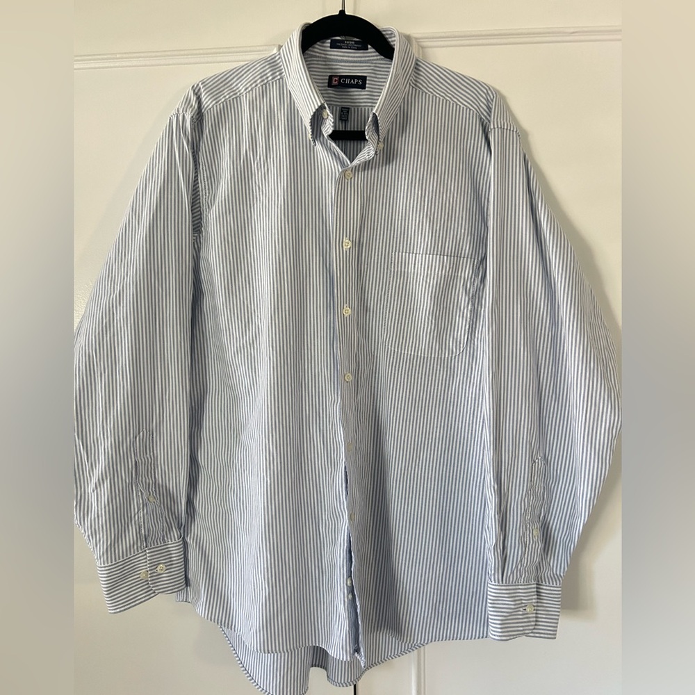 Chaps wrinkle resistant blue striped button down oxford. Size large. Like new.